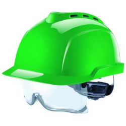 Sige Solrig guiden MSA V-Gard 930 ventileret hjelm med skruejustering og visir grøn -  Sikkerhedshjelme - SikkerhedsGiganten